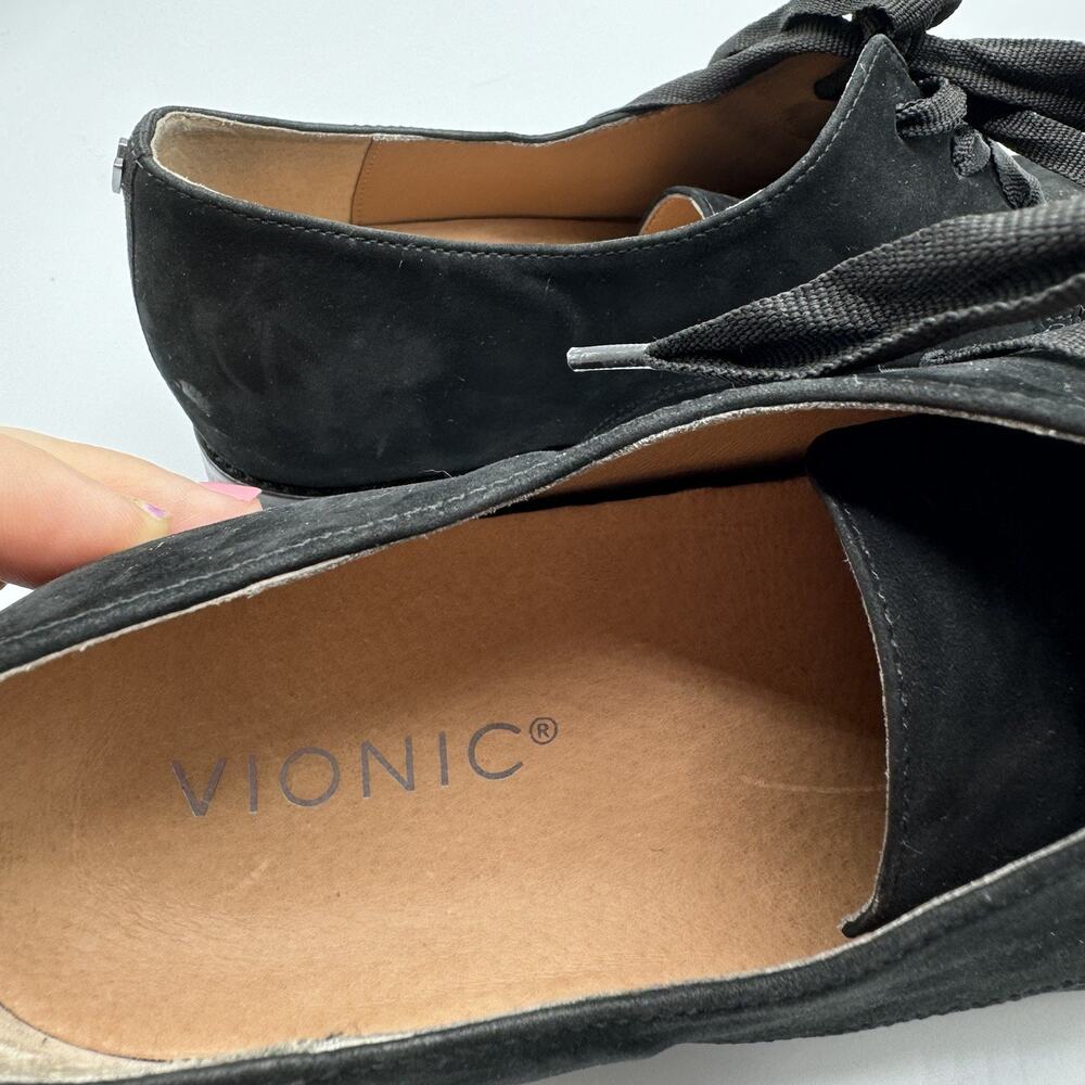 VIONIC Evelyn Black Nubuck Lace Up Flat Oxfords Size 9 - Picture 6 of 8